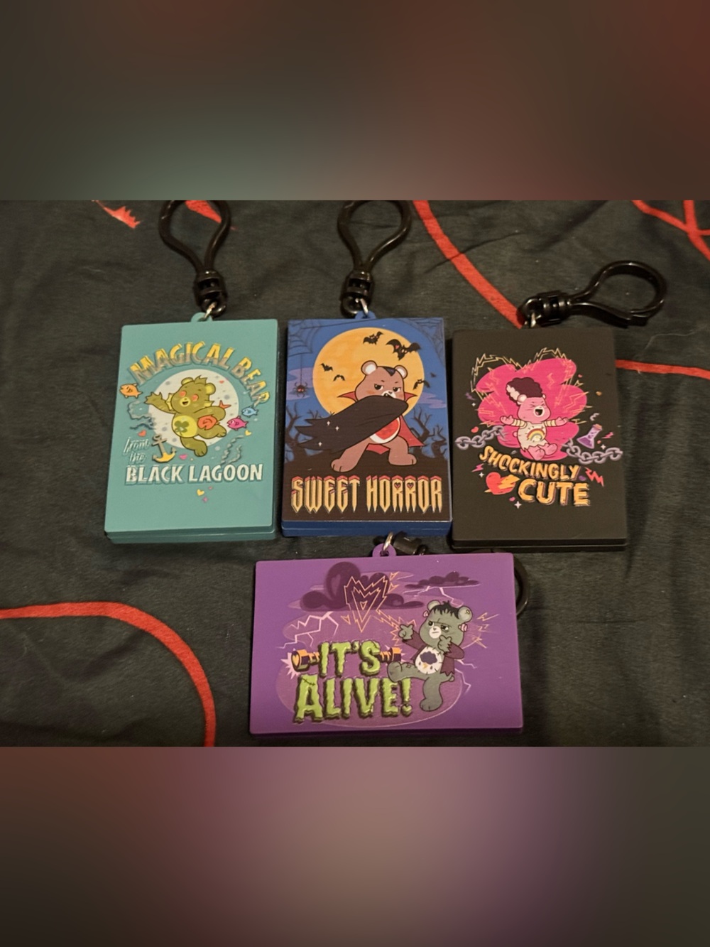 Care Bears scare bears keychains set